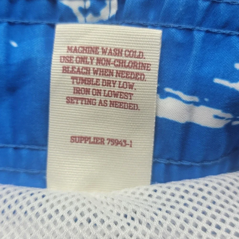 Arizona Jean Co Mens Medium Swim Trunks American Flag Honolulu Aloha Blue Red
